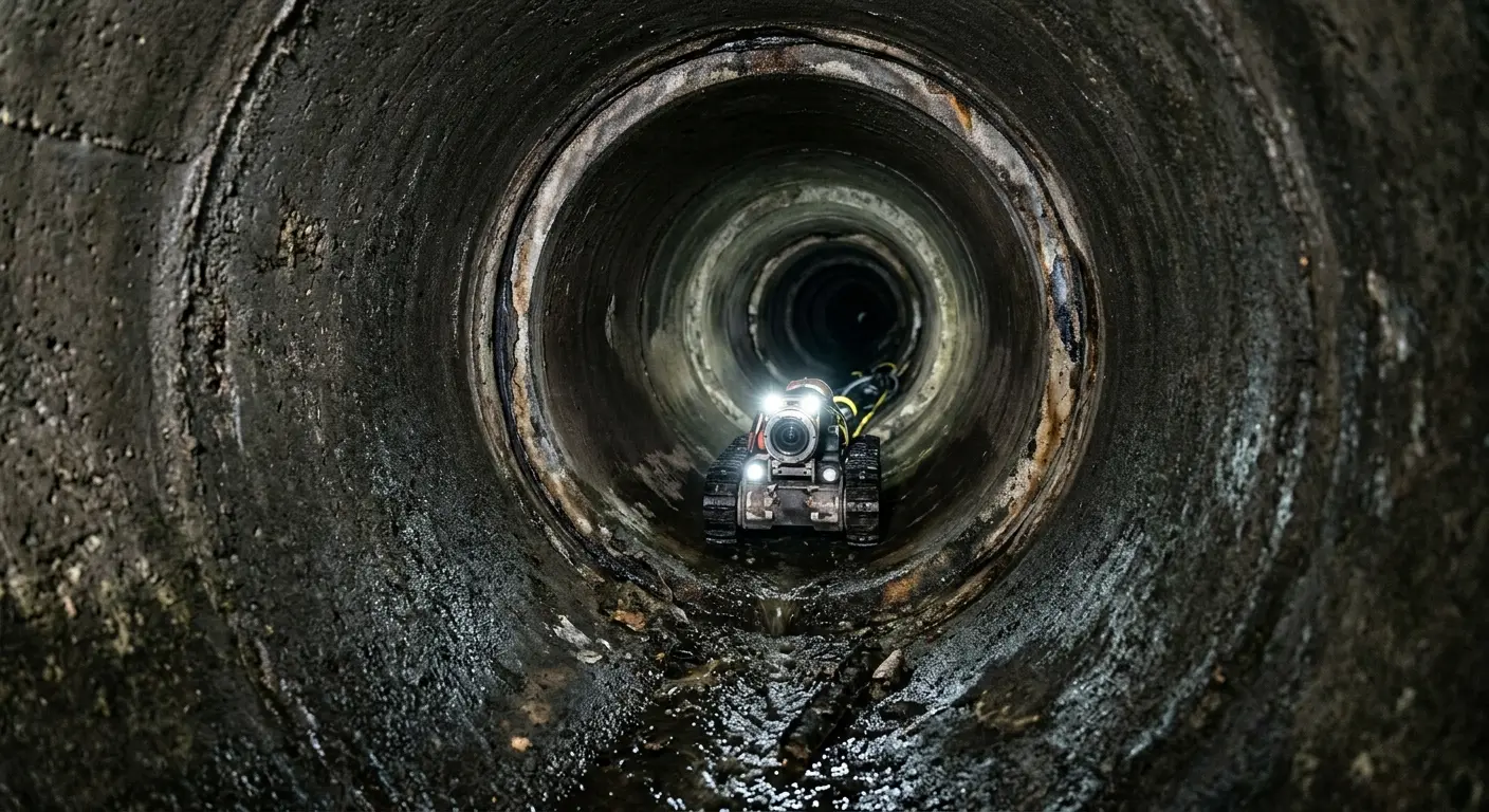 Robotic sewer camera inspecting pipe interior for Drain Snake Service in Hudson